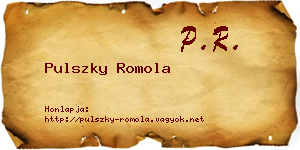 Pulszky Romola névjegykártya